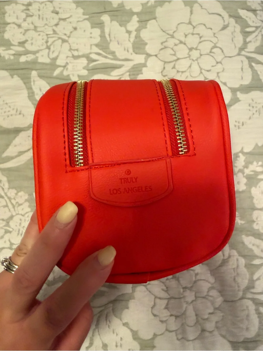 TRULY Red Cosmetic bag with Gold Hardware